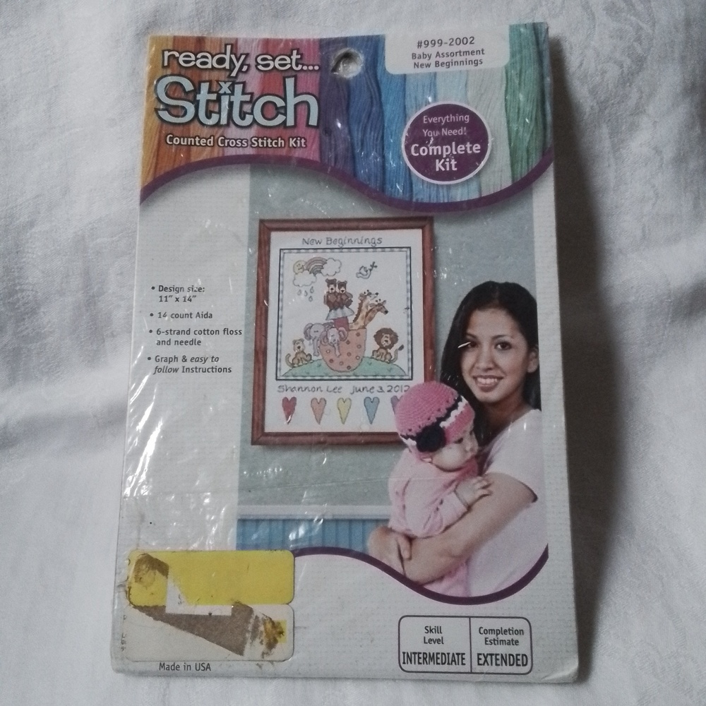 Janlynn Counted Cross Stitch Kit Baby Assortment New Beginnings 11"x14"